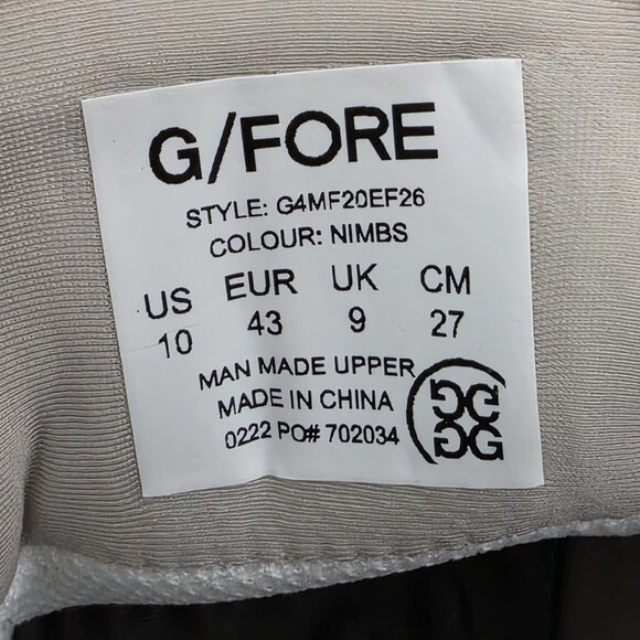 G/FORE MG4+ Spikeless Golf Shoes G4MF20EF26-NIMBS Nimbus Gray Men's Sz 10 NWOB - Picture 10 of 10
